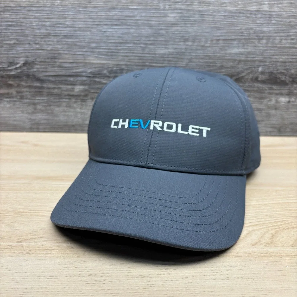 Chevrolet Hat Cap Strap Back Gray EV Logo Electric‎ Vehicle Automotive Promo Adj
